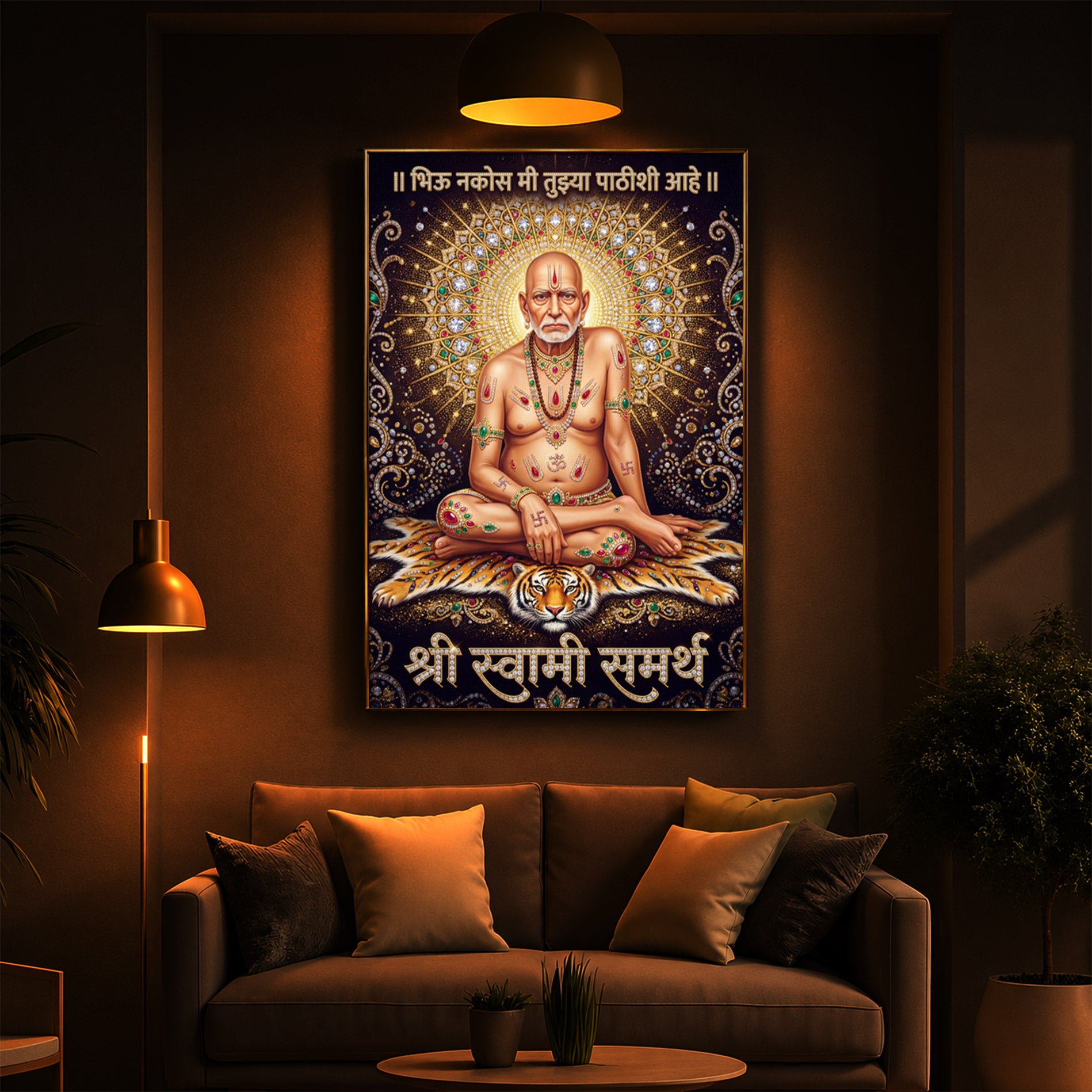 Shree Swami Samarth Modern Luxury Backlight Vertical Wall Art