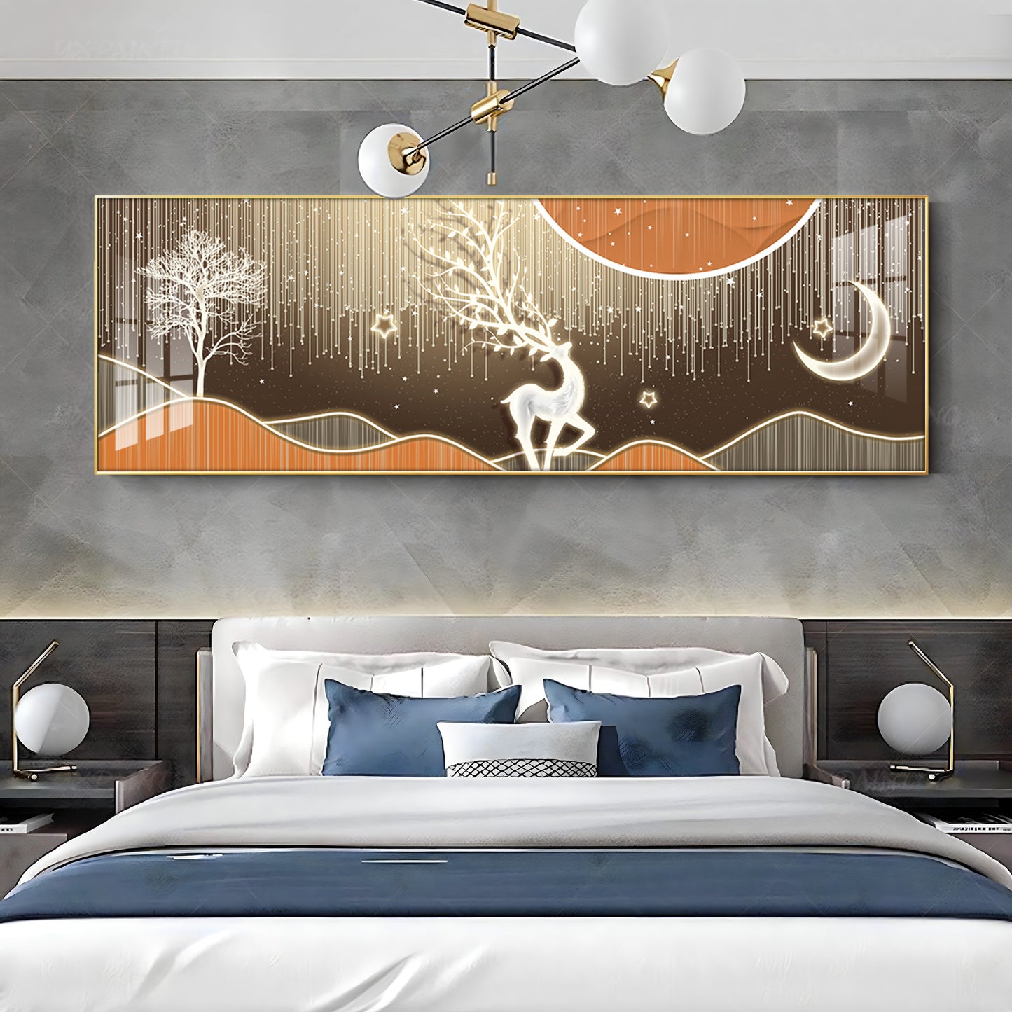 Deer In Serene Snowy Sentinel Premium Acrylic Horizontal Wall Art