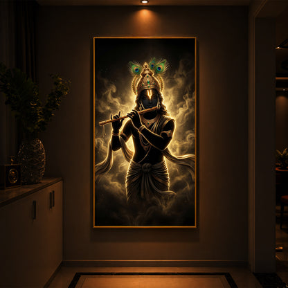 Krishna Modern Luxury Backlight Vertical Wall Art