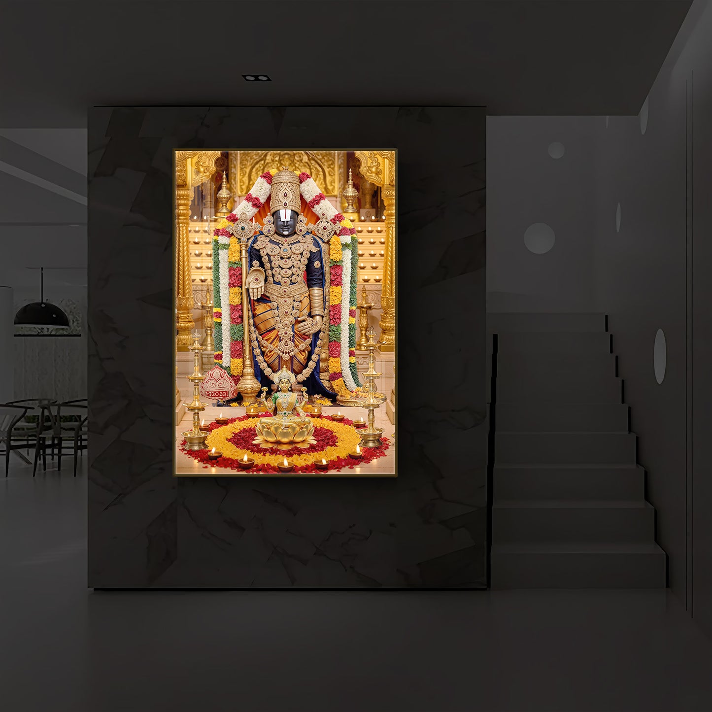 Tirupati Balaji Modern Luxury Backlight Vertical Wall Art