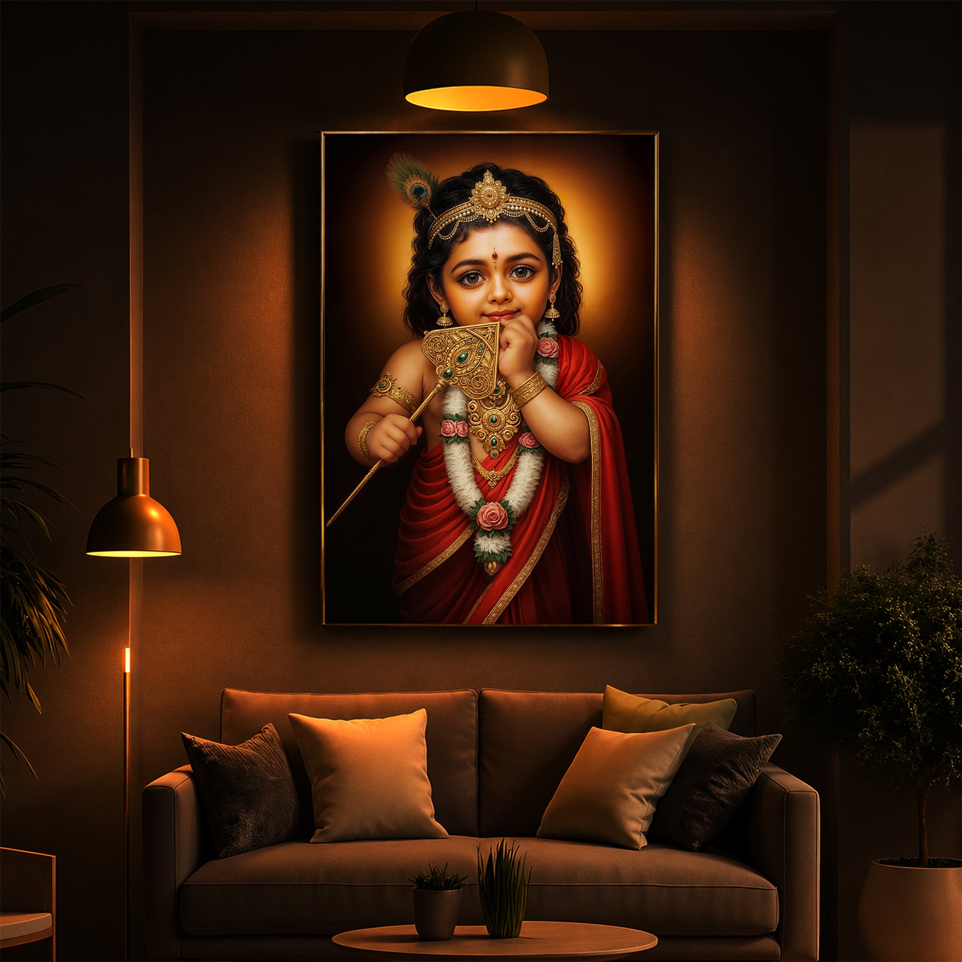 Little Murugan Ji Modern Luxury Backlight Vertical Wall Art
