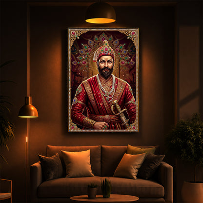 Chhatrapati Shivaji Maharaj  Modern Luxury Backlight Vertical Wall Art