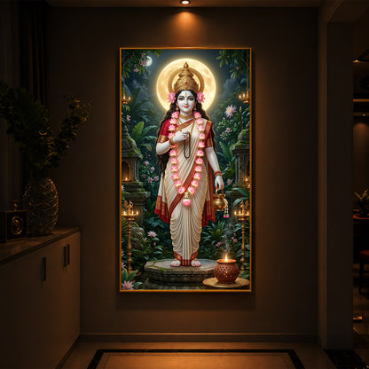 Maa Brahmacharini Modern Luxury Backlight Vertical Wall Art