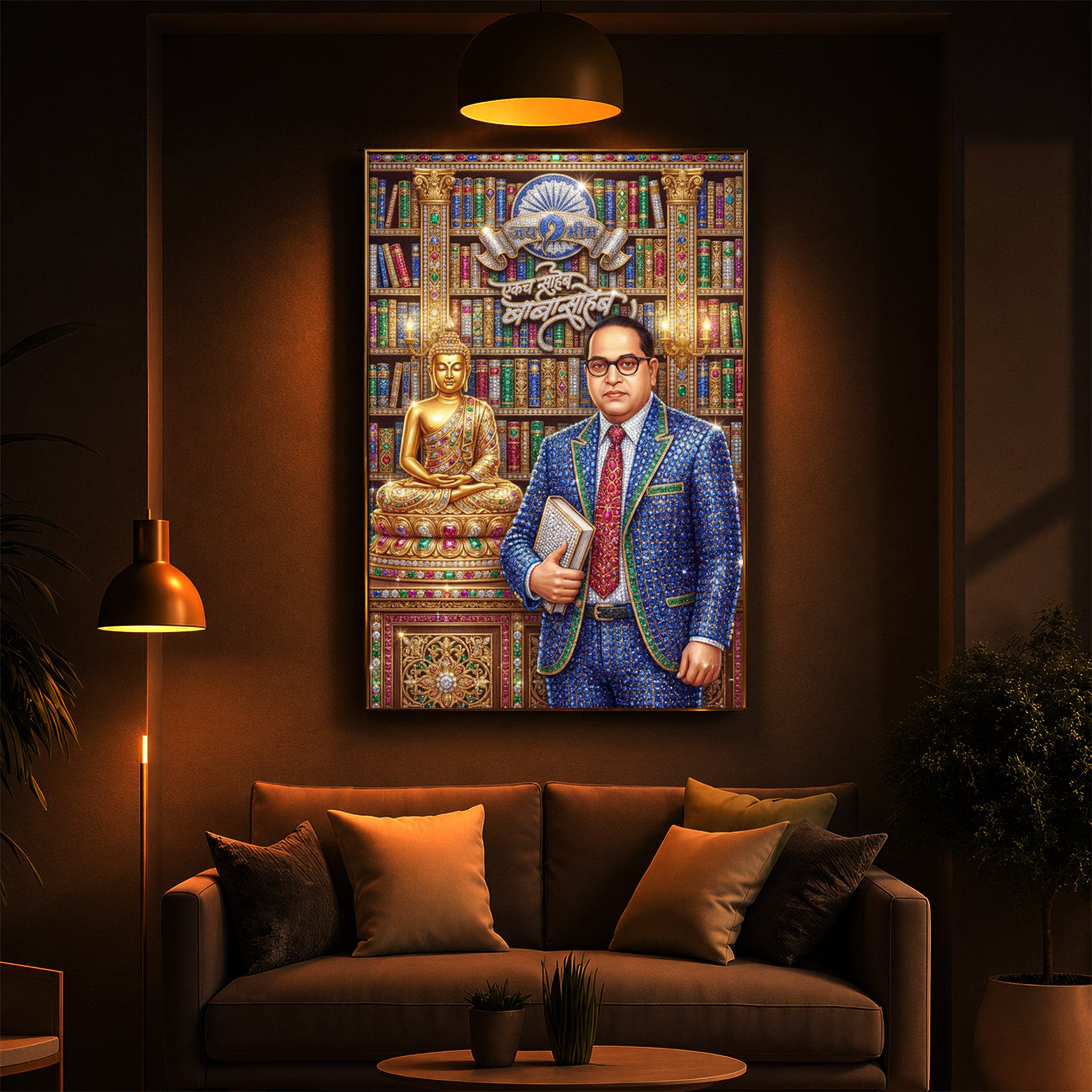 Dr. Bhimrao Ambedkar Ji Modern Luxury Backlight Vertical Wall Art