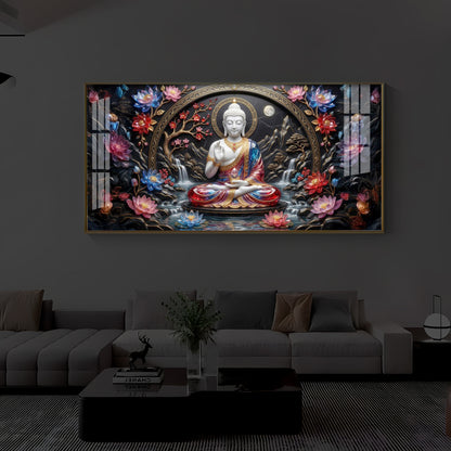 Colorful Buddha Modern Luxury Backlight Horizontal Wall Art