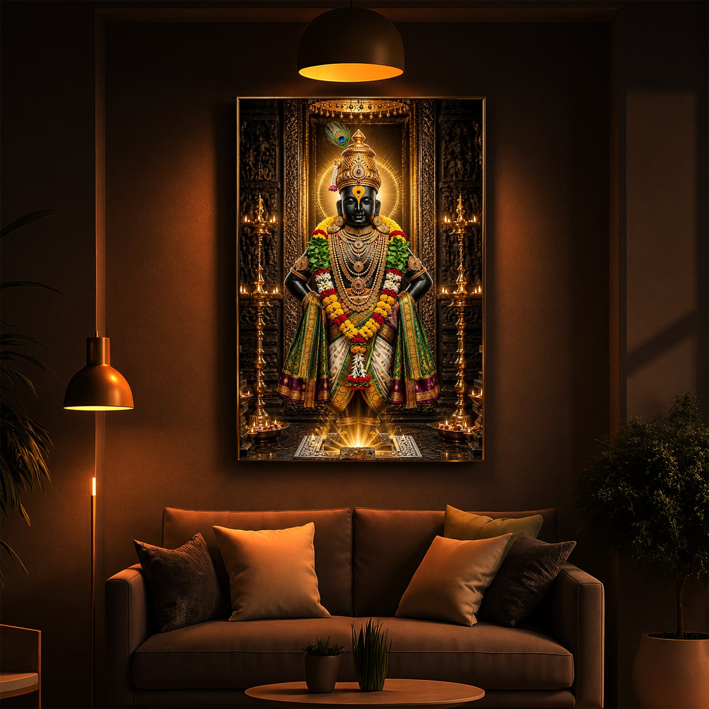 God Vitthal Modern Luxury Backlight Vertical Wall Art