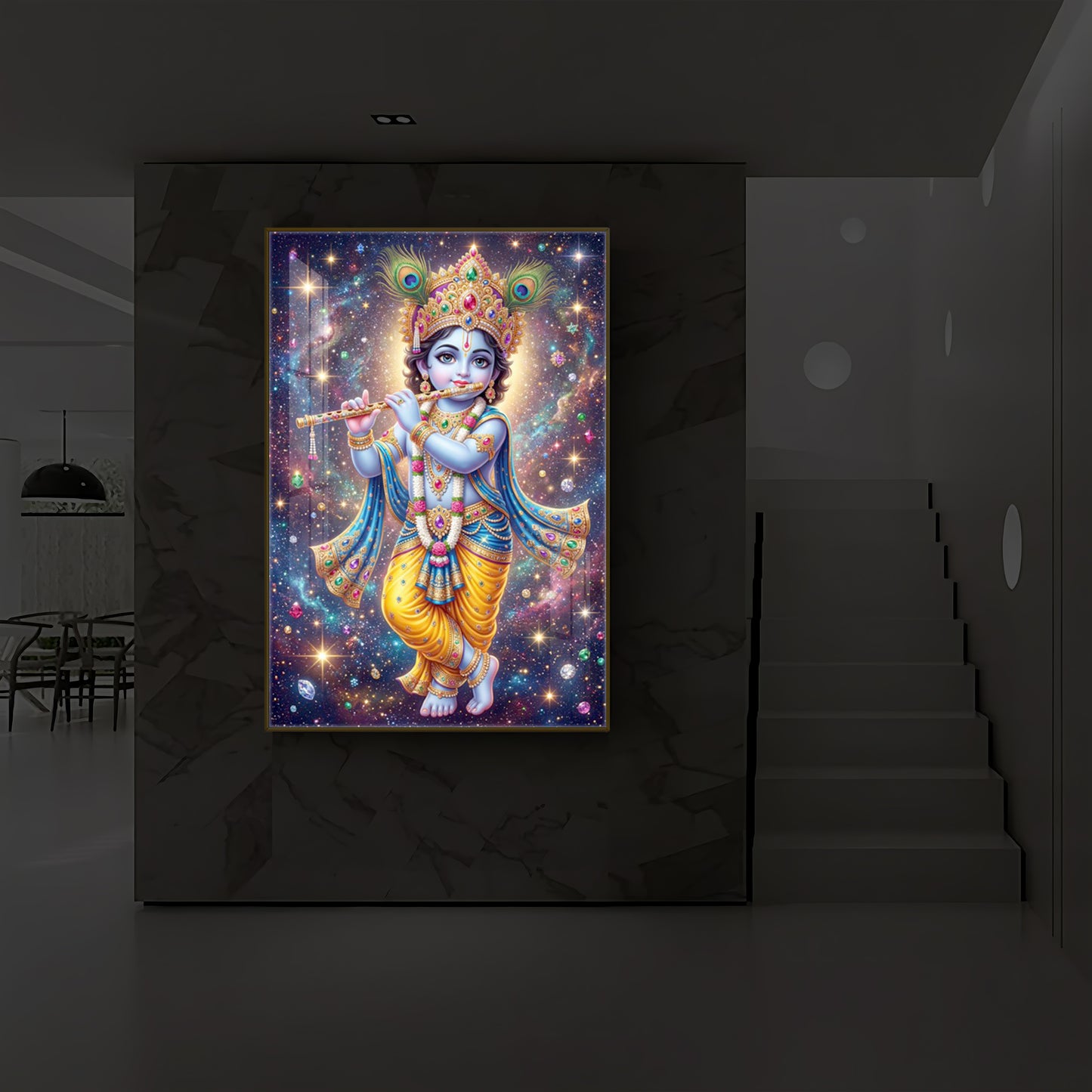 Bal Shree Krishna Modern Luxury Backlight Vertical Wall Art