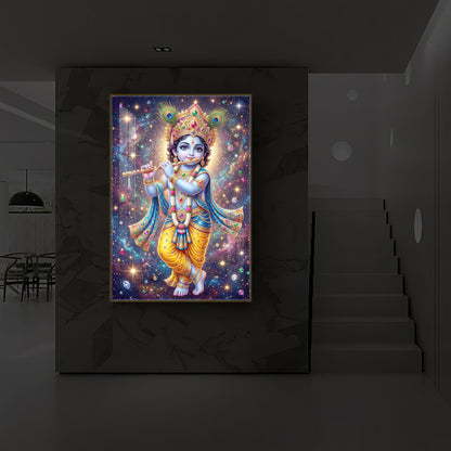Bal Shree Krishna Modern Luxury Backlight Vertical Wall Art