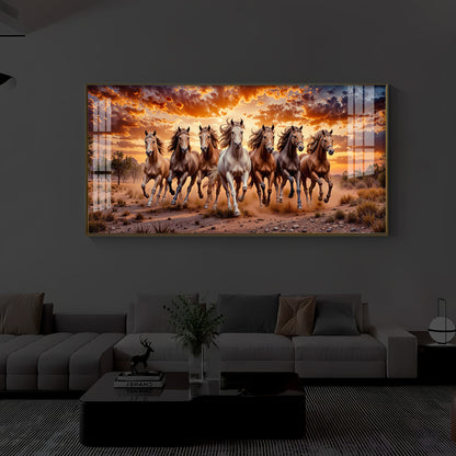 Herd Of Wild Horses Galloping Modern Luxury Backlight Horizontal Wall Art