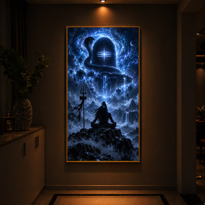 Shiva Cosmic Glow Modern Luxury Backlight Vertical Wall Art