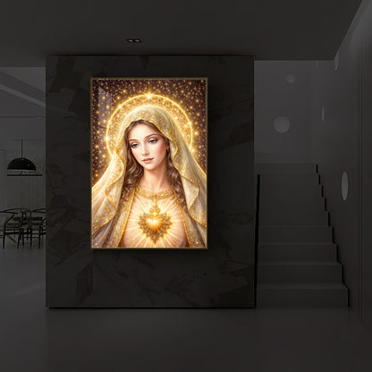 Virgin Mary Modern Luxury Backlight Vertical Wall Art