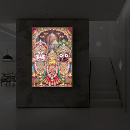 Blessings Of Lord Jagannath Modern Luxury Backlight Vertical Wall Art