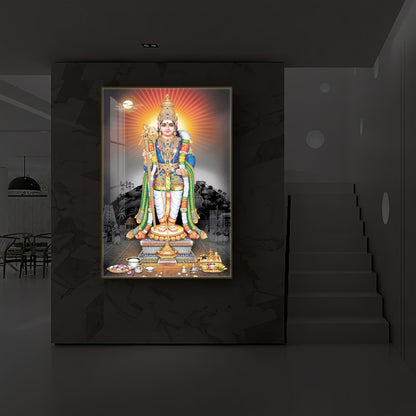 Lord Kartikeyan Modern Luxury Backlight Vertical Wall Art