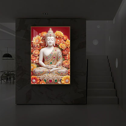 Buddha Bless Modern Luxury Backlight Vertical Wall Art