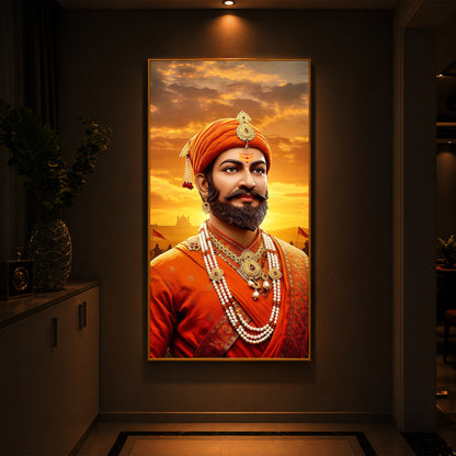 Chhatrapati Shivaji Maharaj Modern Luxury Backlight Vertical Wall Art