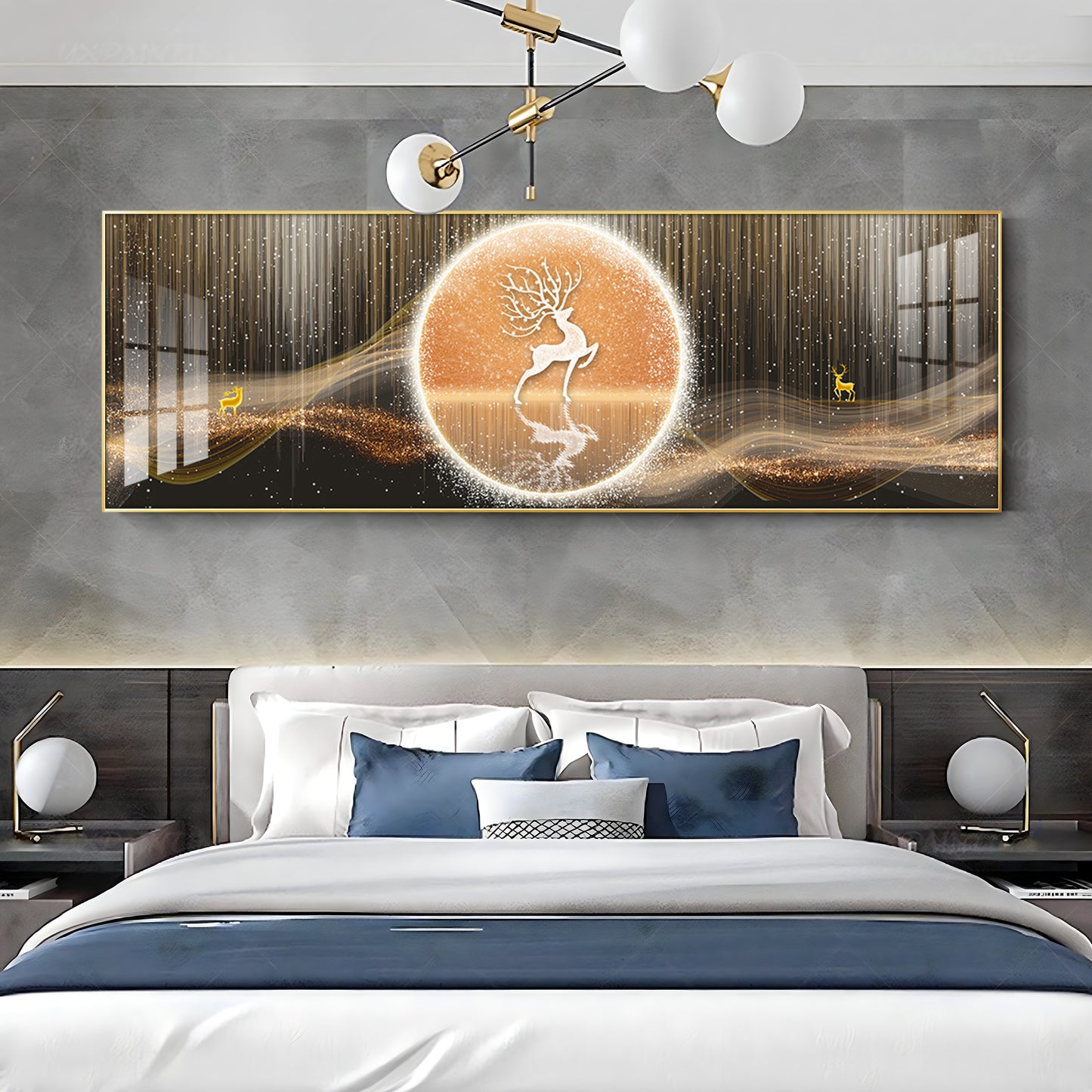 Deer In The Golden Halo Premium Acrylic Horizontal Wall Art