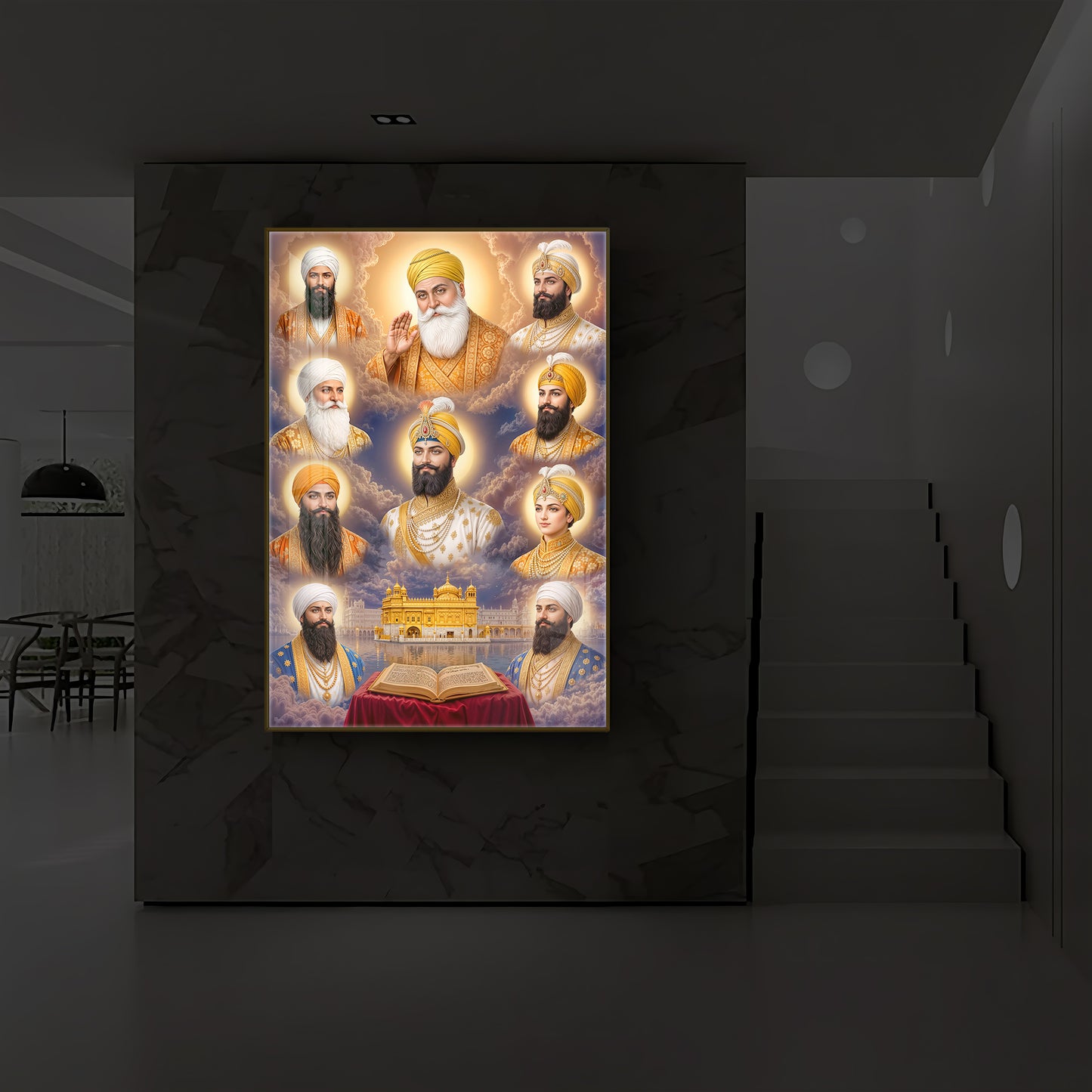 Guru's Essence Modern Luxury Backlight Vertical Wall Art