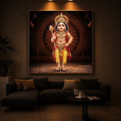Divine Lord Murugan Modern Luxury Backlight Square Wall Art