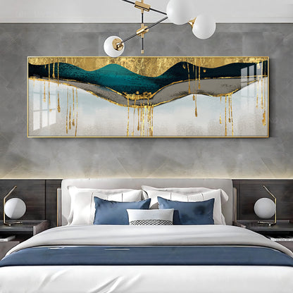 Golden Geomorphic Abstract Premium Acrylic Horizontal Wall Art