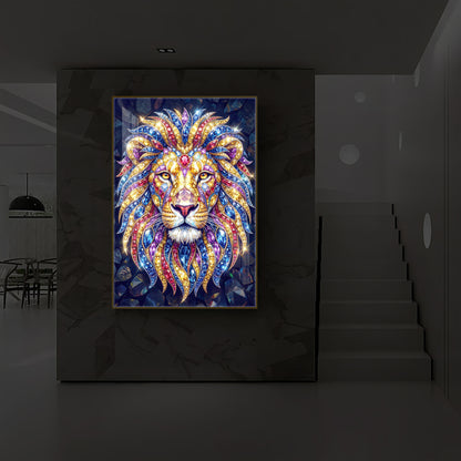 Imperial Lion Majesty Modern Luxury Backlight Vertical Wall Art