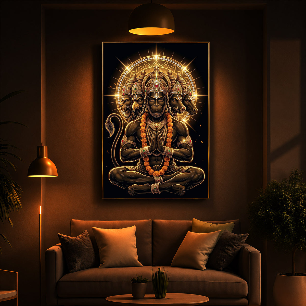 Glowing Panchamukhi Modern Luxury Backlight Vertical Wall Art