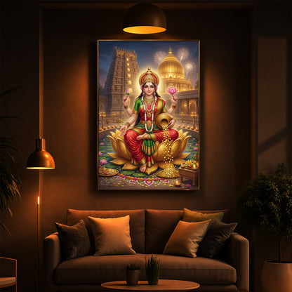 Lakshmi Ji Modern Luxury Backlight Vertical Wall Art