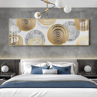 Elegant Gold and Black Rings Premium Acrylic Horizontal Wall Art