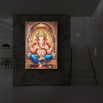 Shree Ganesh Modern Luxury Backlight Vertical Wall Art
