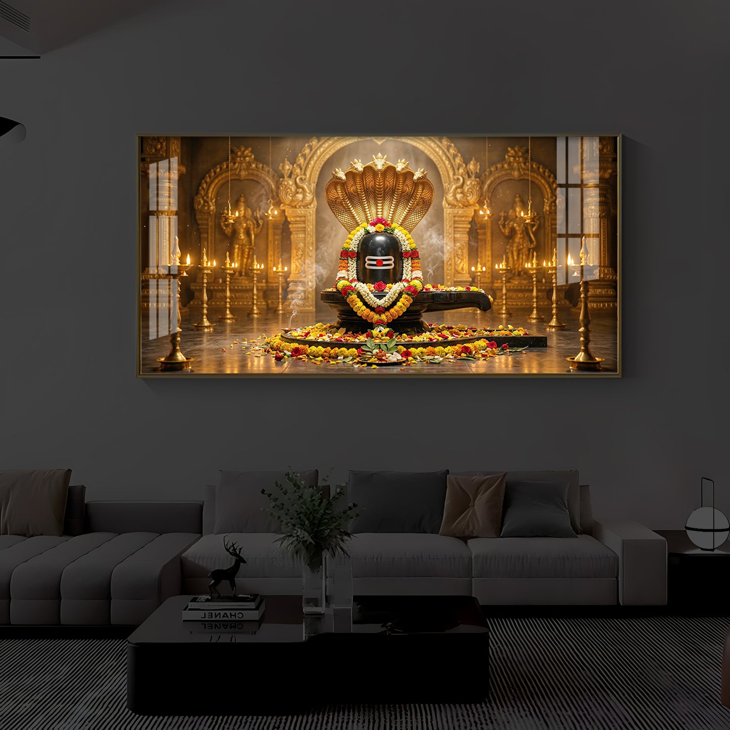 Bholenath Ji Modern Luxury Backlight Horizontal Wall Art