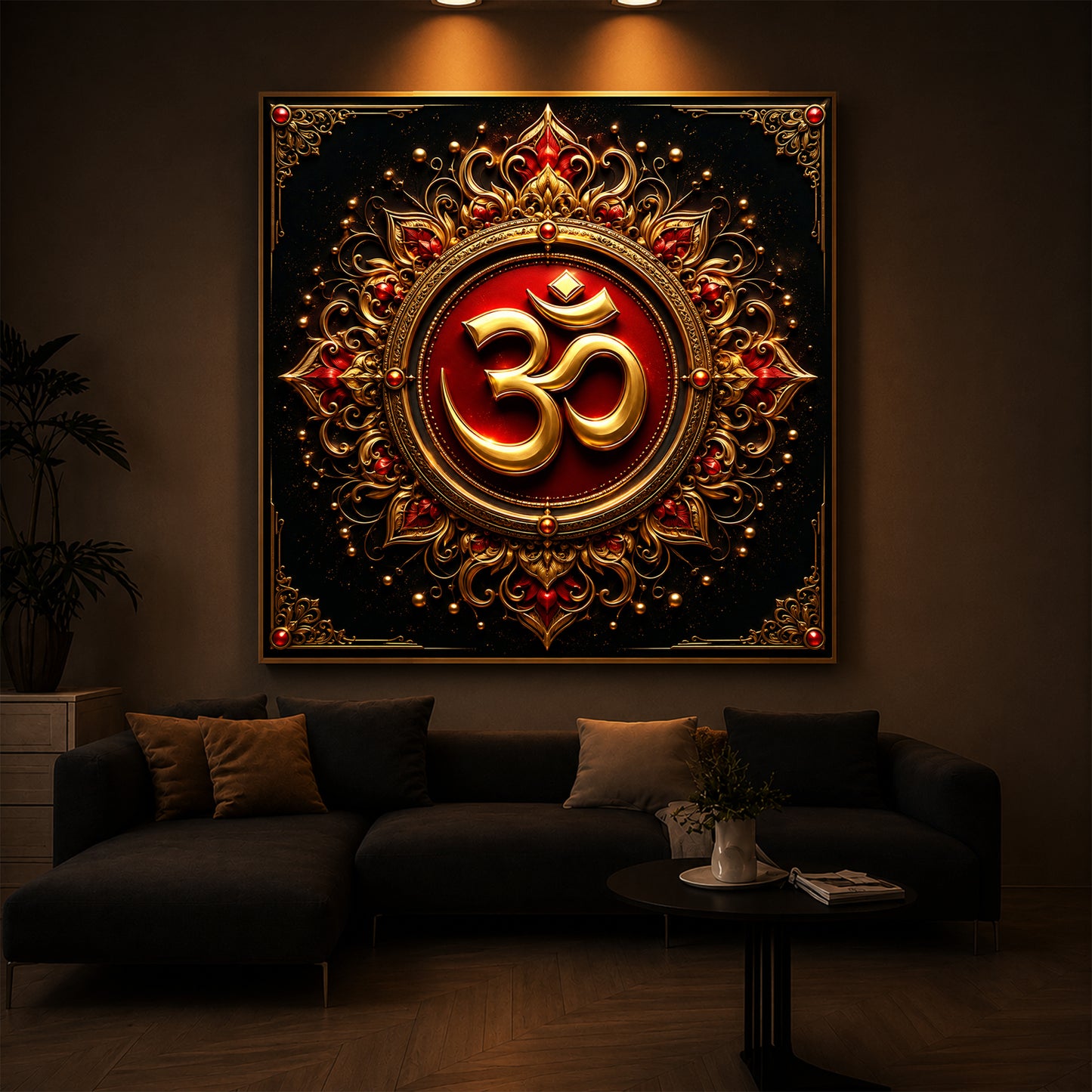 Beautiful Om Symbol Modern Luxury Backlight Square Wall Art