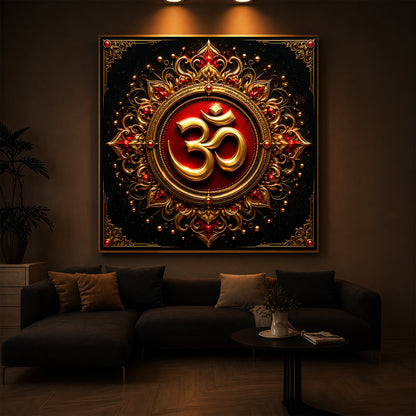 Beautiful Om Symbol Modern Luxury Backlight Square Wall Art