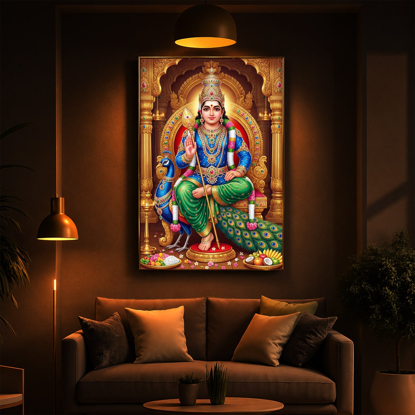 Murugan Bhagwan Modern Luxury Backlight Vertical Wall Art