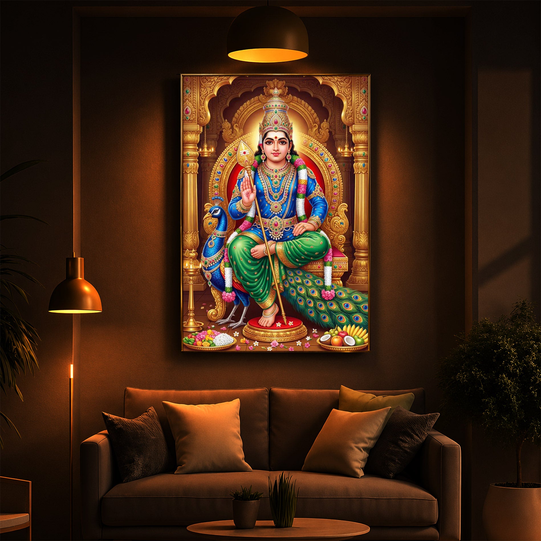 Murugan Bhagwan Modern Luxury Backlight Vertical Wall Art