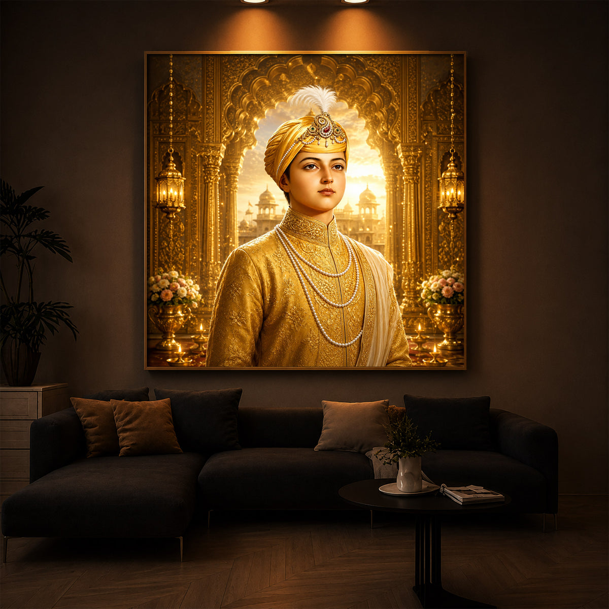 Guru Har Krishan Ji Modern Luxury Backlight Square Wall Art