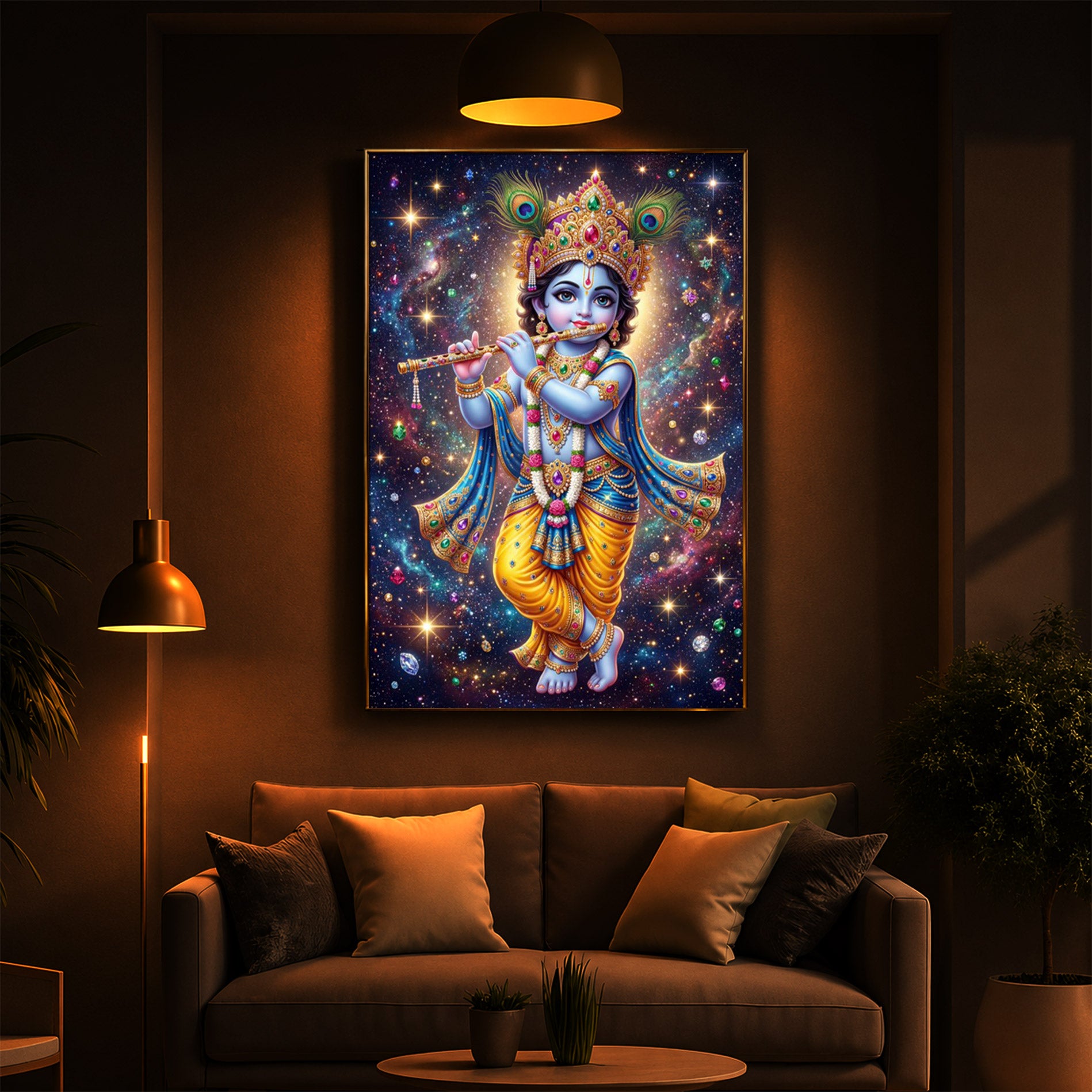 Bal Shree Krishna Modern Luxury Backlight Vertical Wall Art