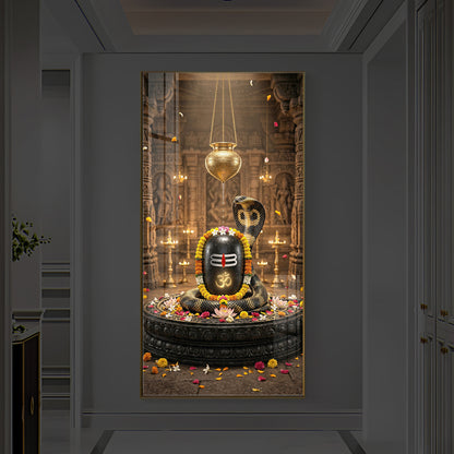 Om Namah Shivayah Modern Luxury Backlight Vertical Wall Art