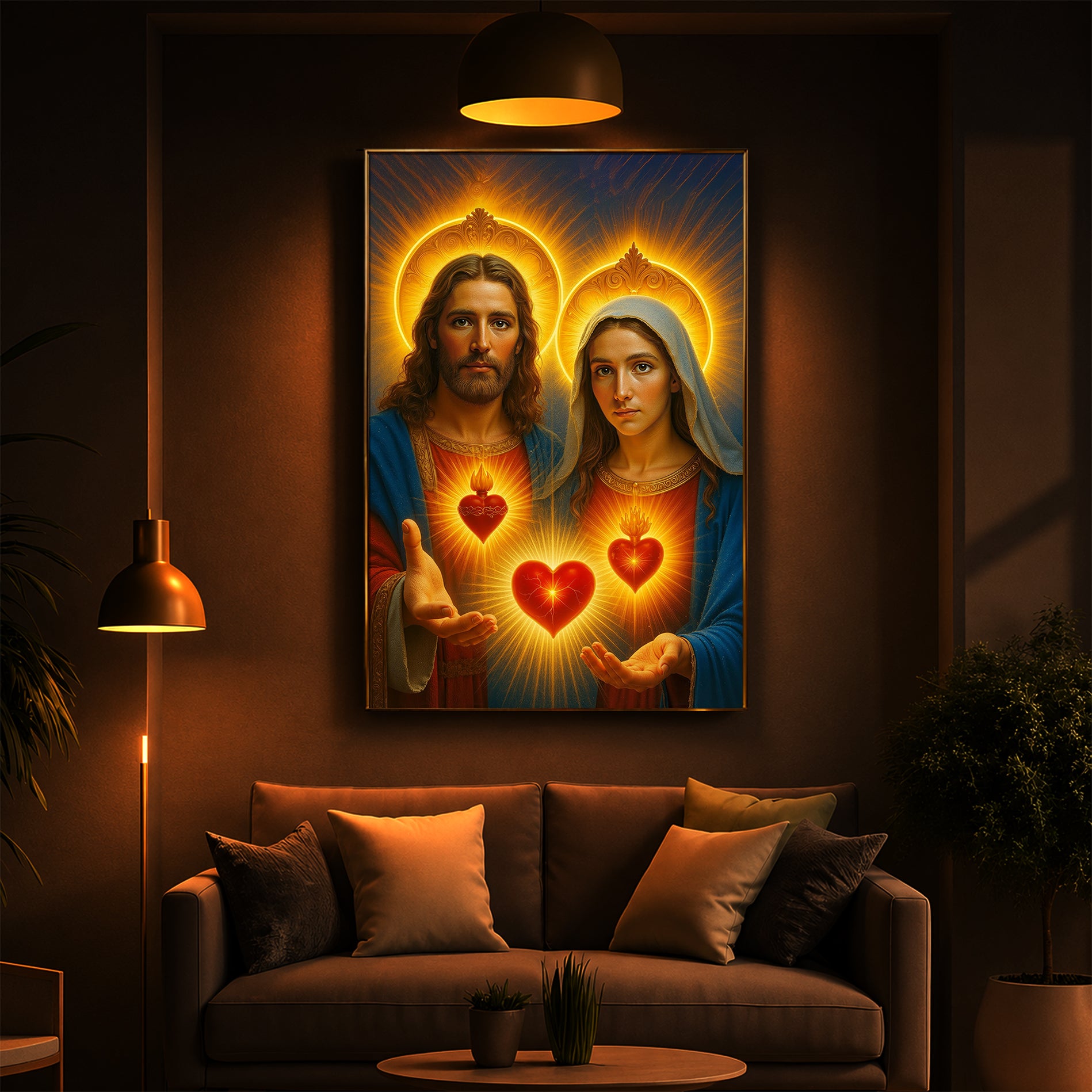 God Prayer Modern Luxury Backlight Vertical Wall Art