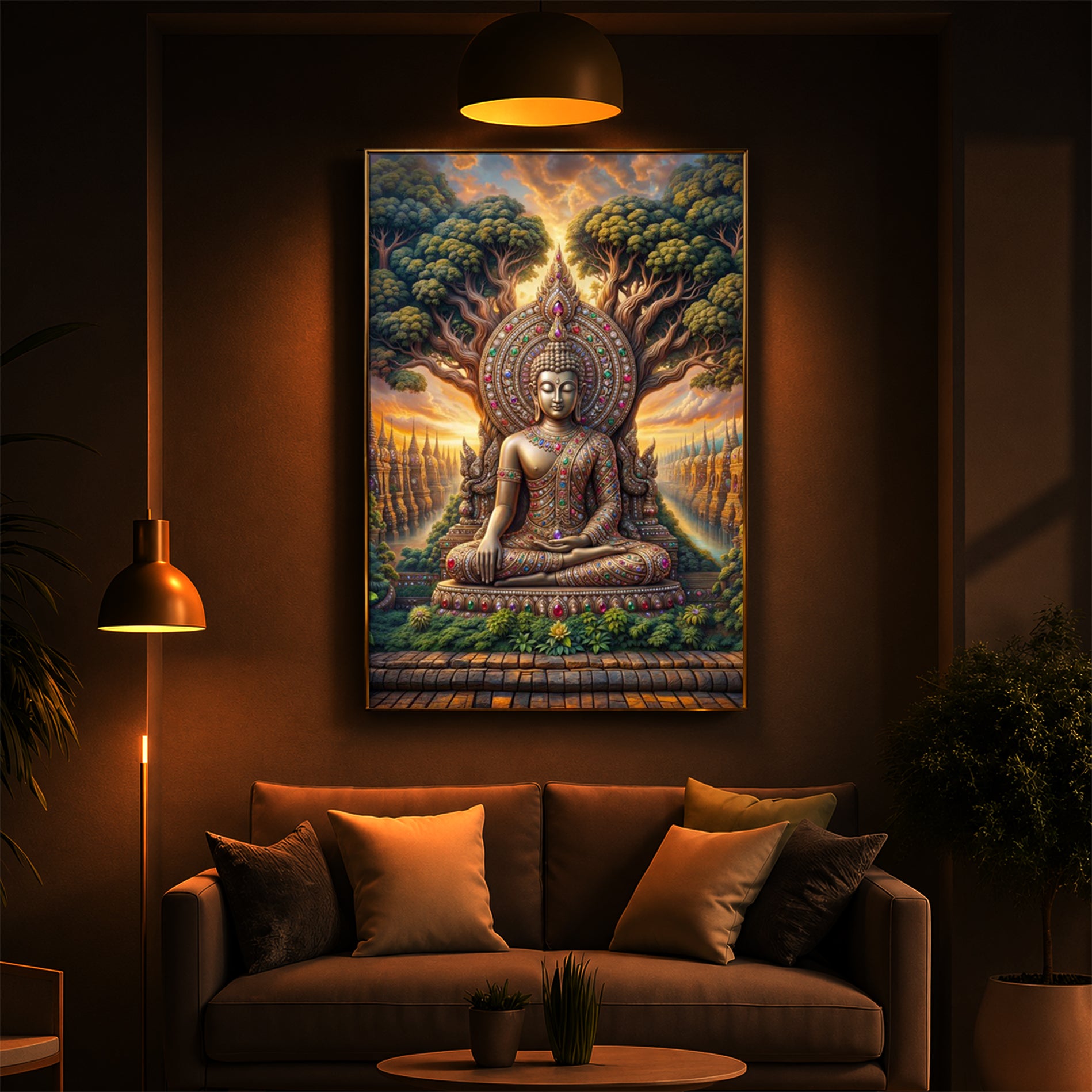 Elevation Buddha Modern Luxury Backlight Vertical Wall Art