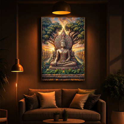 Elevation Buddha Modern Luxury Backlight Vertical Wall Art