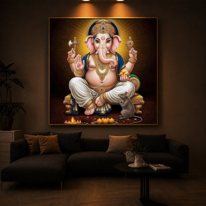 Shree Ganesh Modern Luxury Backlight Square Wall Art