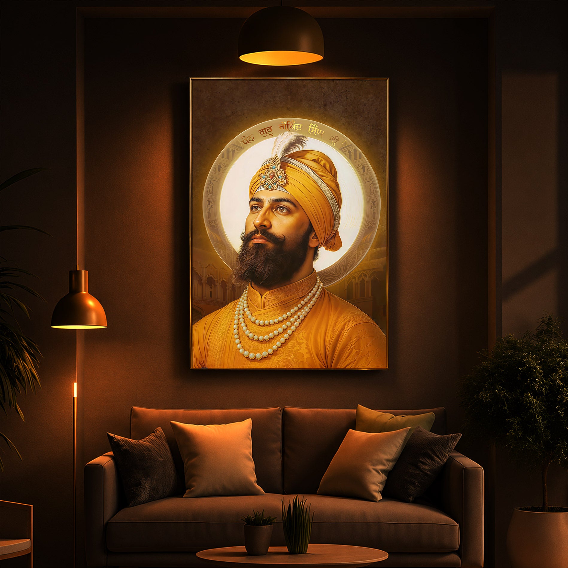 Guru Govind Singh Ji Modern Luxury Backlight Vertical Wall Art