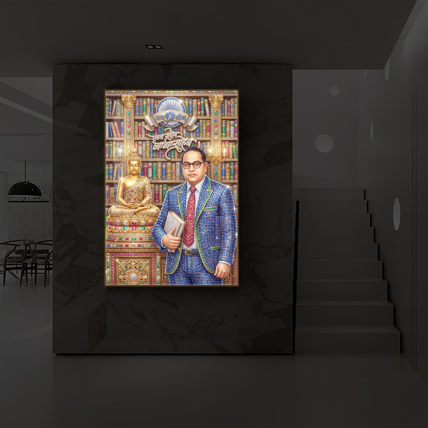 Dr. Bhimrao Ambedkar Ji Modern Luxury Backlight Vertical Wall Art
