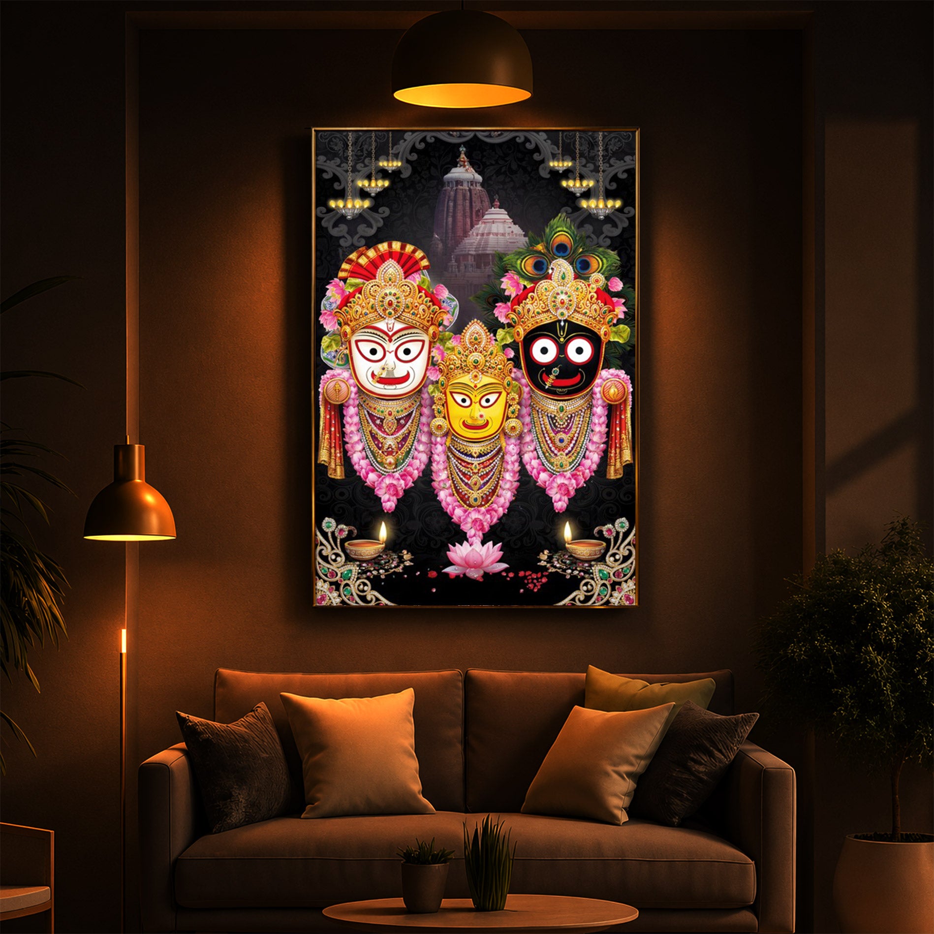 Lord Jagannath Modern Luxury Backlight Vertical Wall Art