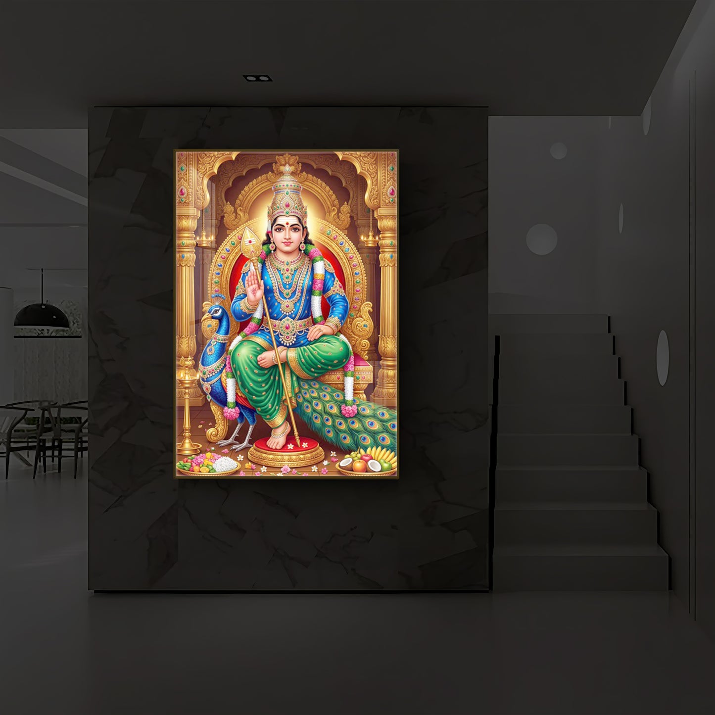 Murugan Bhagwan Modern Luxury Backlight Vertical Wall Art