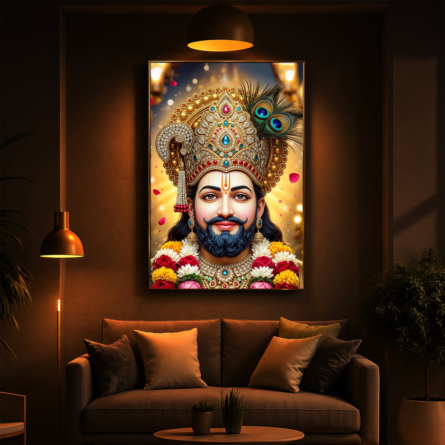Jai Shri Shyam Modern Luxury Backlight Vertical Wall Art