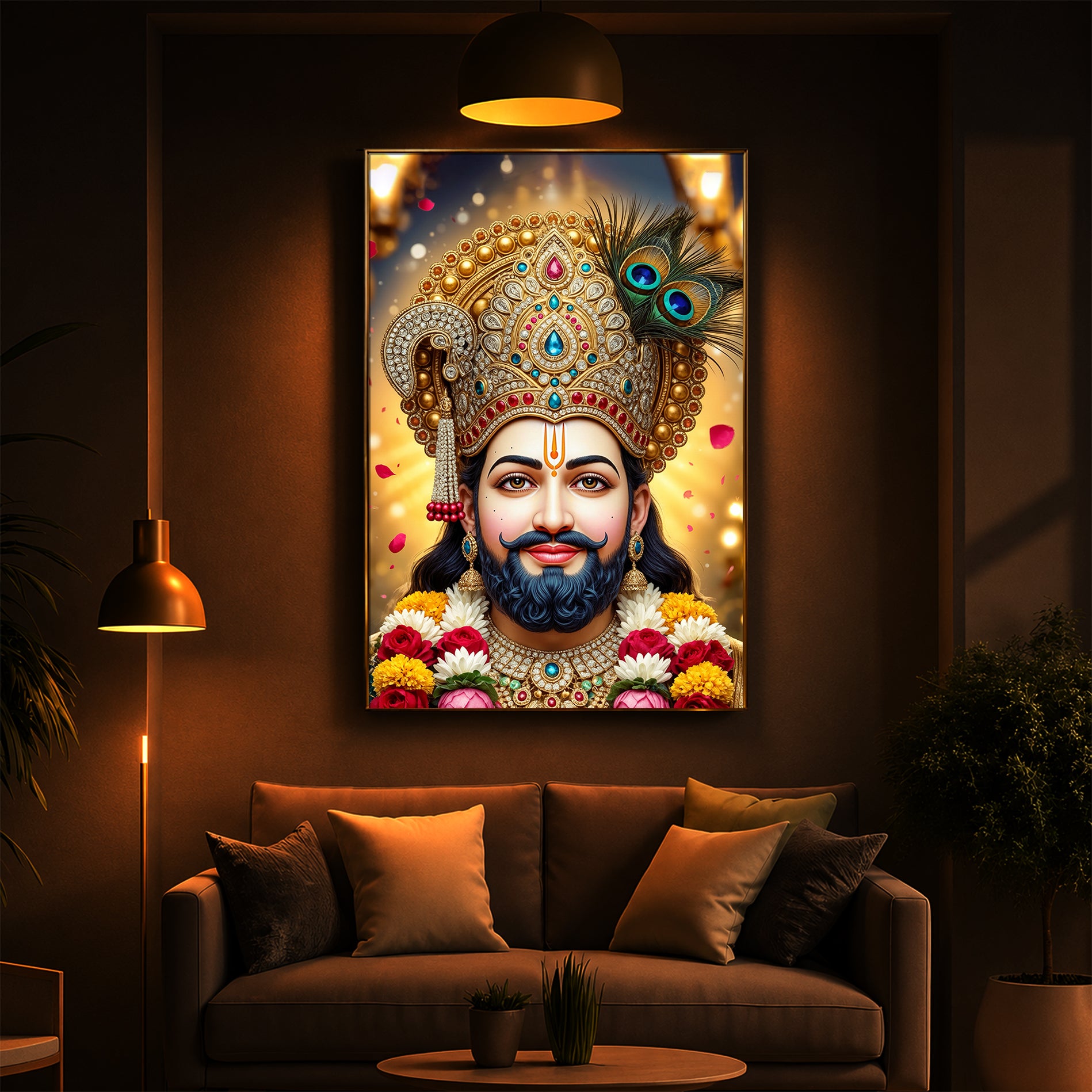 Jai Shri Shyam Modern Luxury Backlight Vertical Wall Art