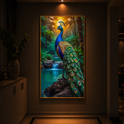 The Peacock Modern Luxury Backlight Vertical Wall Art