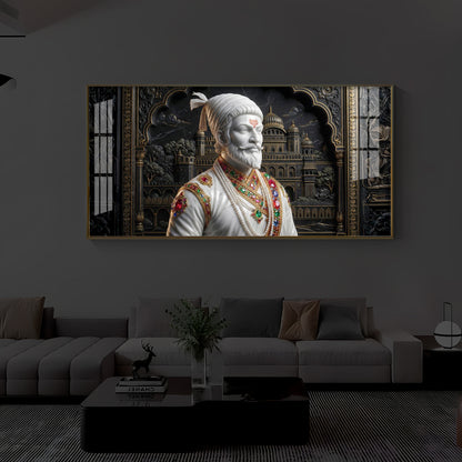 Veer Chhatrapati Shivaji Maharaj Modern Luxury Backlight Horizontal Wall Art