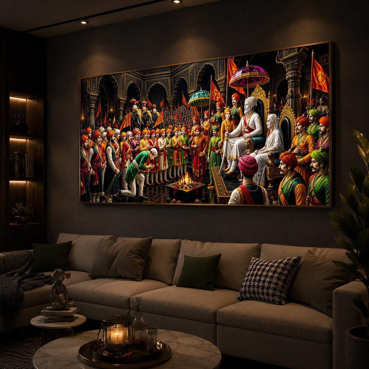 Chhatrapati Shivaji Maharaj Raj Darbar Modern Luxury Backlight Horizontal Wall Art