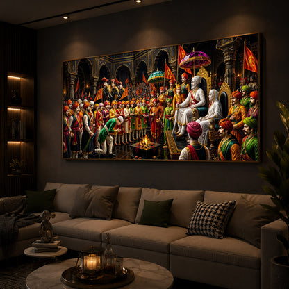 Chhatrapati Shivaji Maharaj Raj Darbar Modern Luxury Backlight Horizontal Wall Art